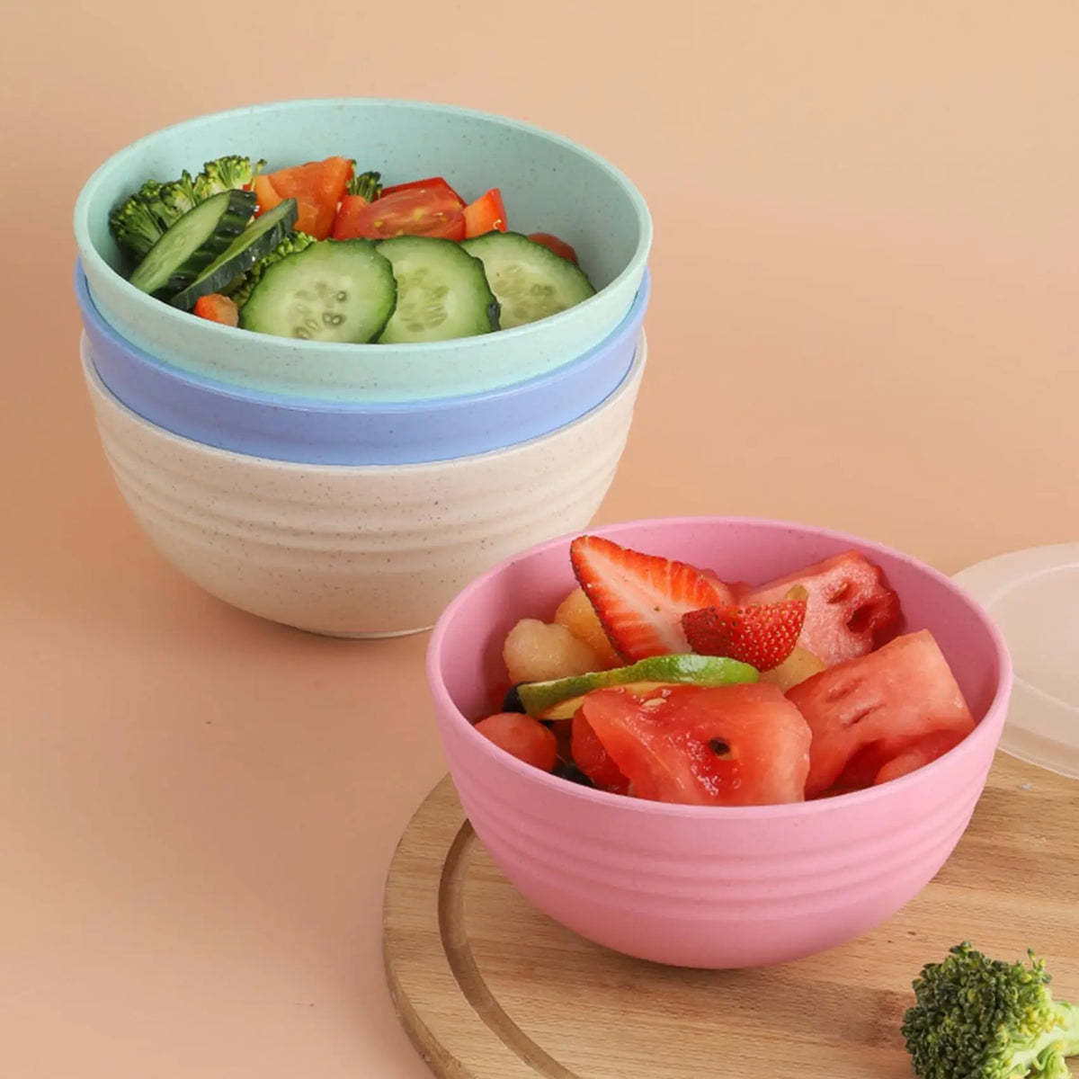 4-Piece Non-Breakable Cereal Bowl Set - 24oz PP Plastic Bowls for Soup/Rice/Cereal - Microwave and Dishwasher Safe
