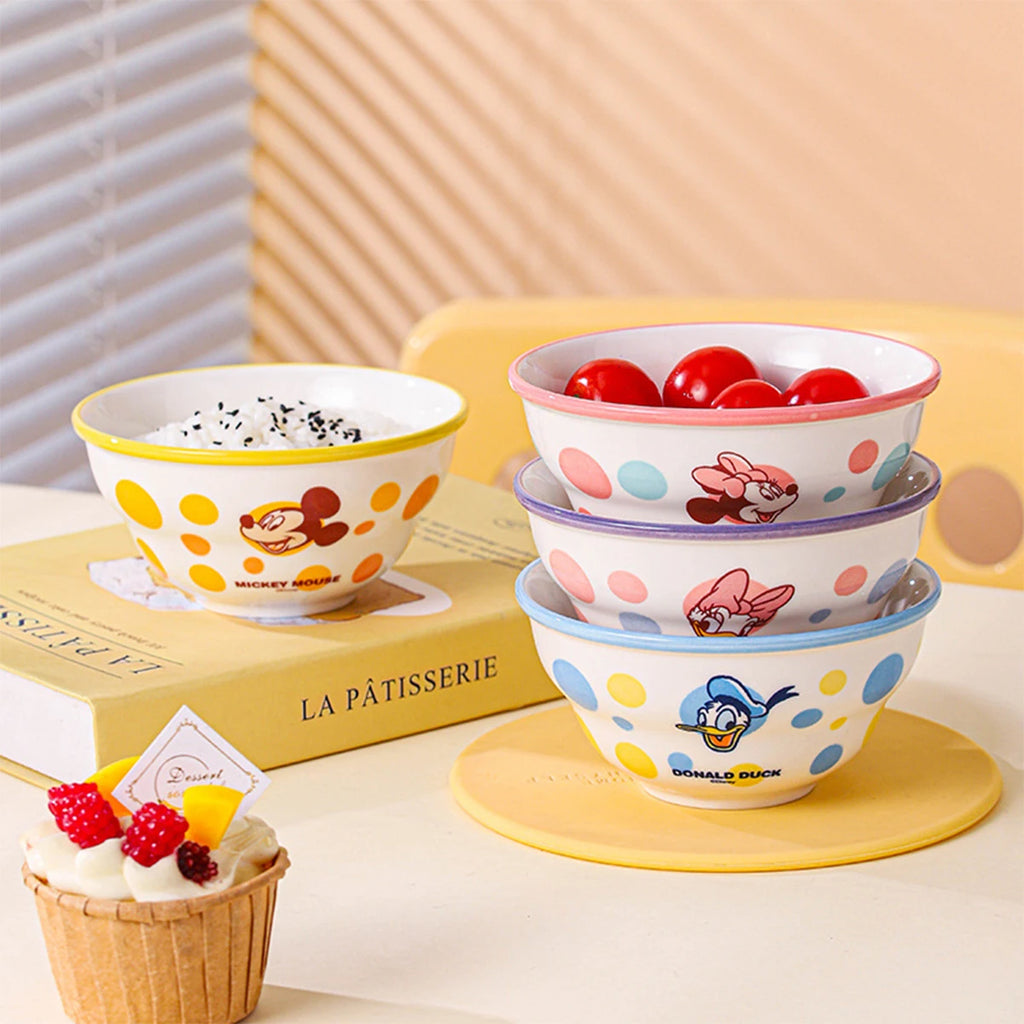 Cute Mickey Mouse Kids' Ceramic Tableware Set - Rice Bowl, Dinner Plate & Sauce Dish - Cartoon Character Housewarming Gift for C