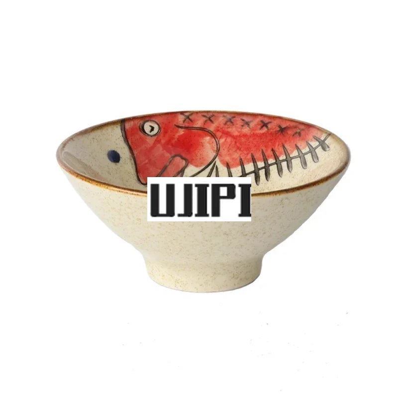 Japanese ceramic tableware hand painted 5 inch high foot bamboo hat bowl dessert household rice small soup bowl ceramic bowl