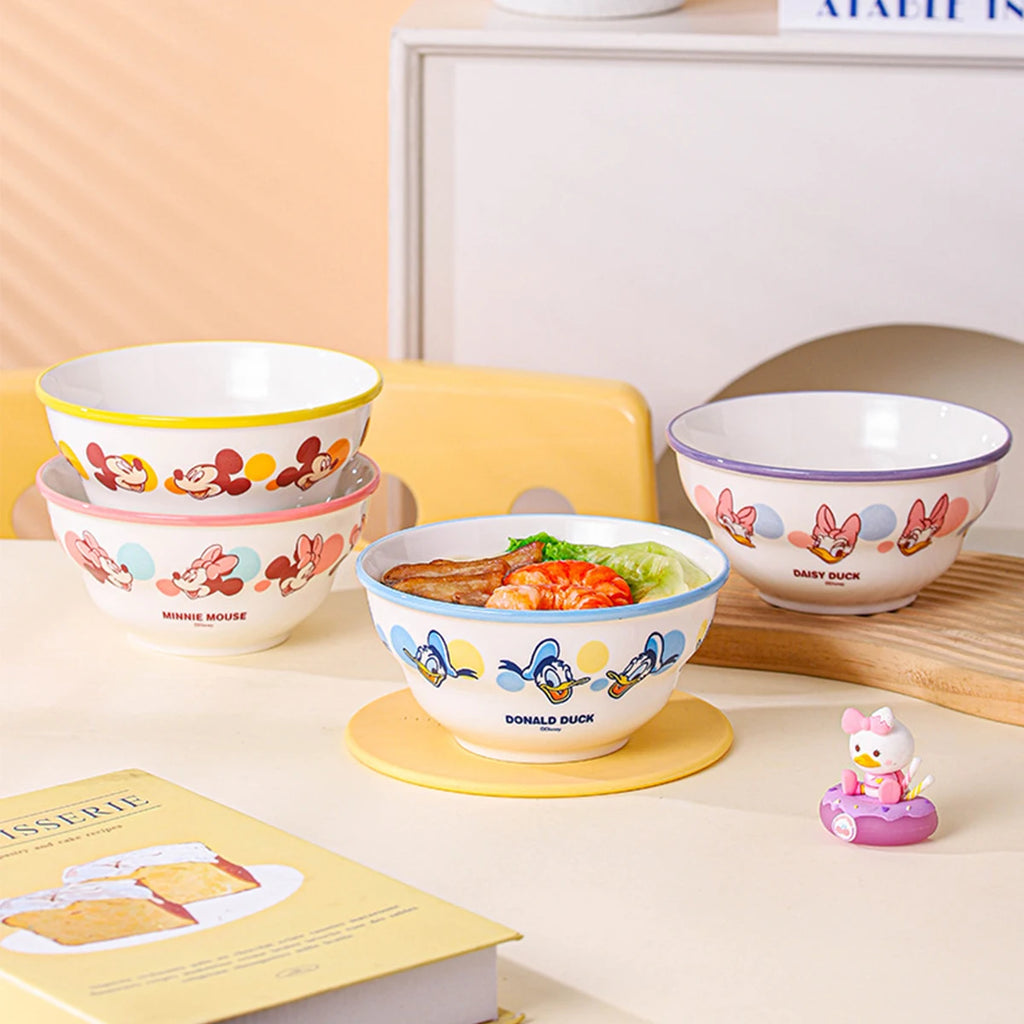 Cute Mickey Mouse Kids' Ceramic Tableware Set - Rice Bowl, Dinner Plate & Sauce Dish - Cartoon Character Housewarming Gift for C