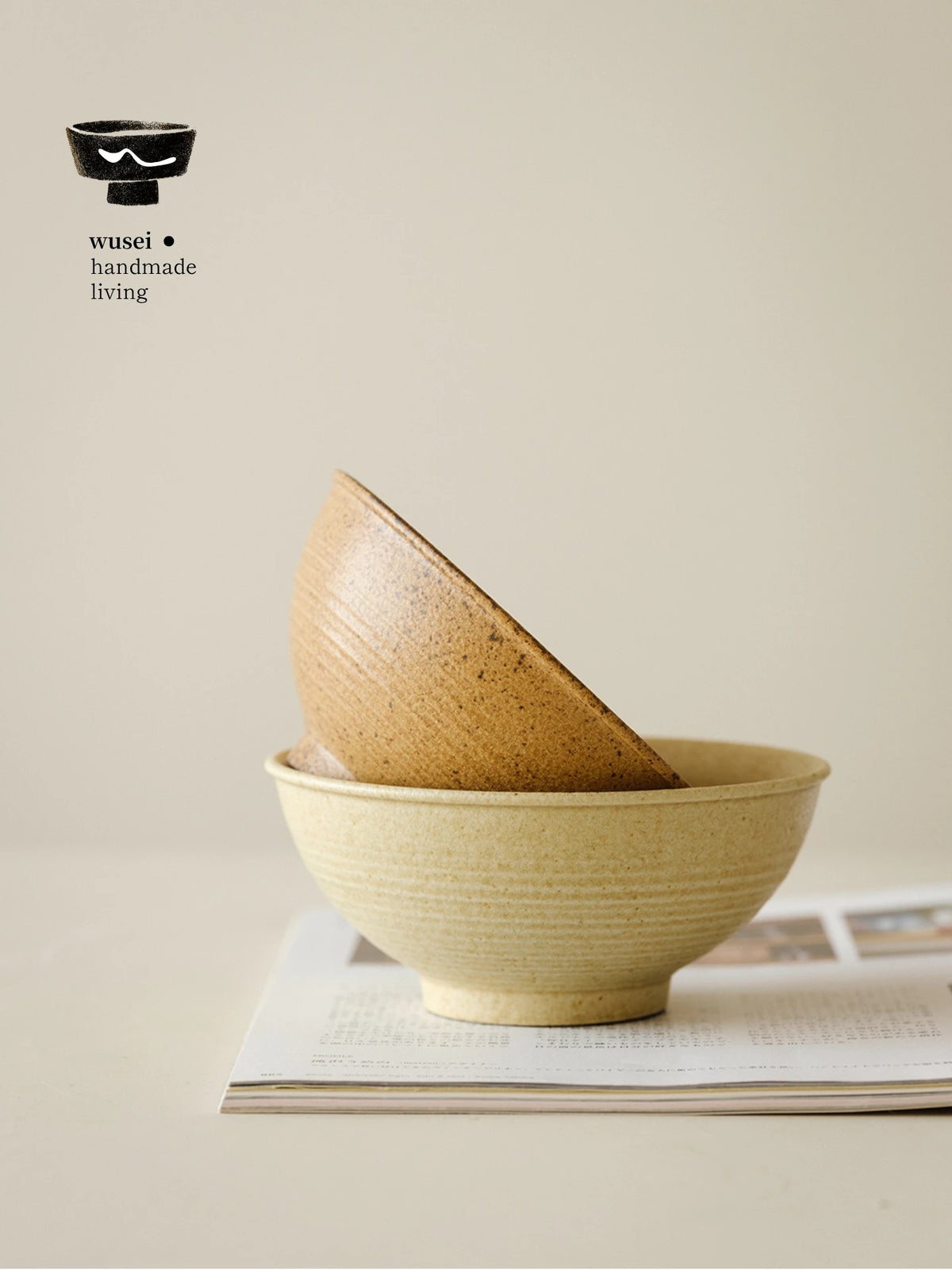 WUSEI Ceramic Bowl Clay Kiln Change Chinese Style Wabi Sabi Caramel Oats Dual Color Home Rice Porridge Soup Bowl